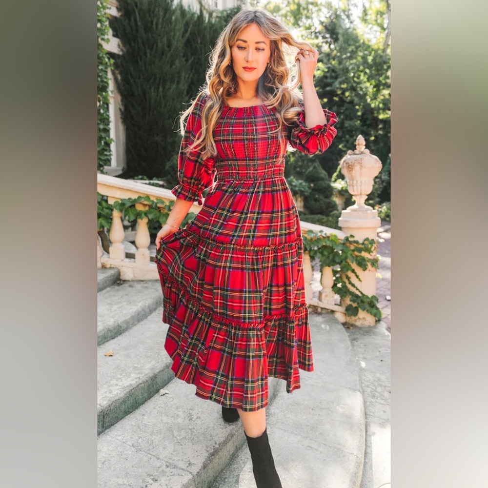 Ivy City MADELINE DRESS IN HOLIDAY PLAID